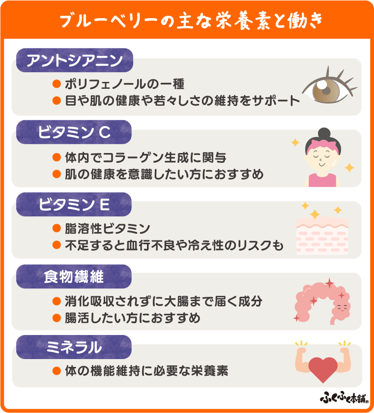 ブルーベリーの主な栄養素と働き