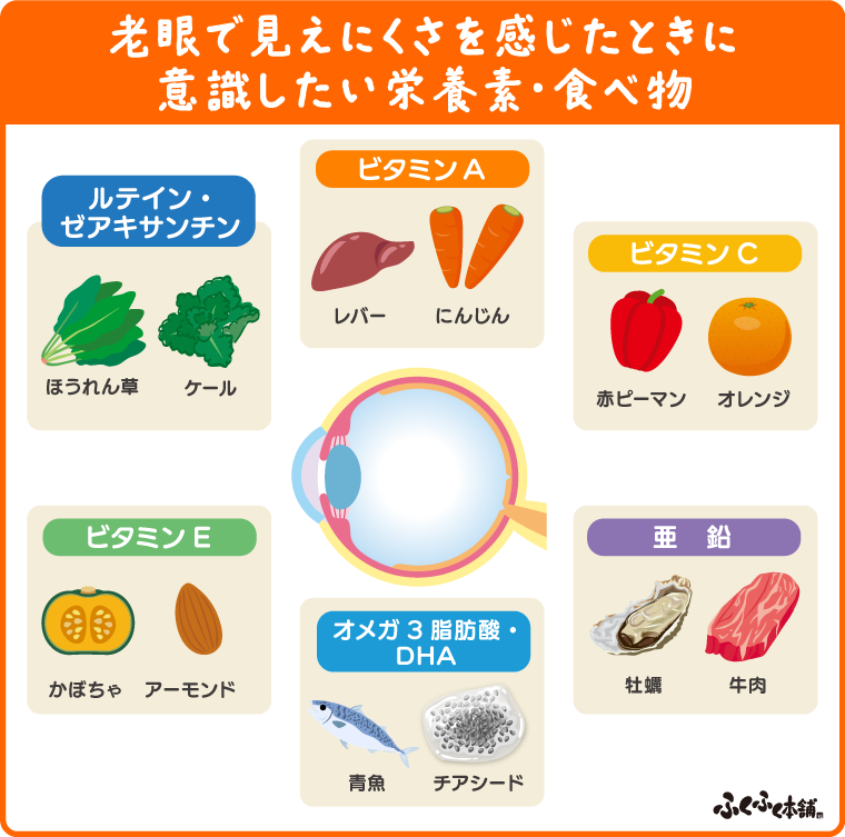 老眼で見えにくさを感じたときに意識したい栄養素・食べ物